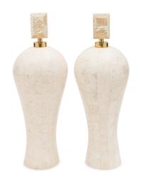 A Pair of Tessellated Stone and Shell Factice Bottles