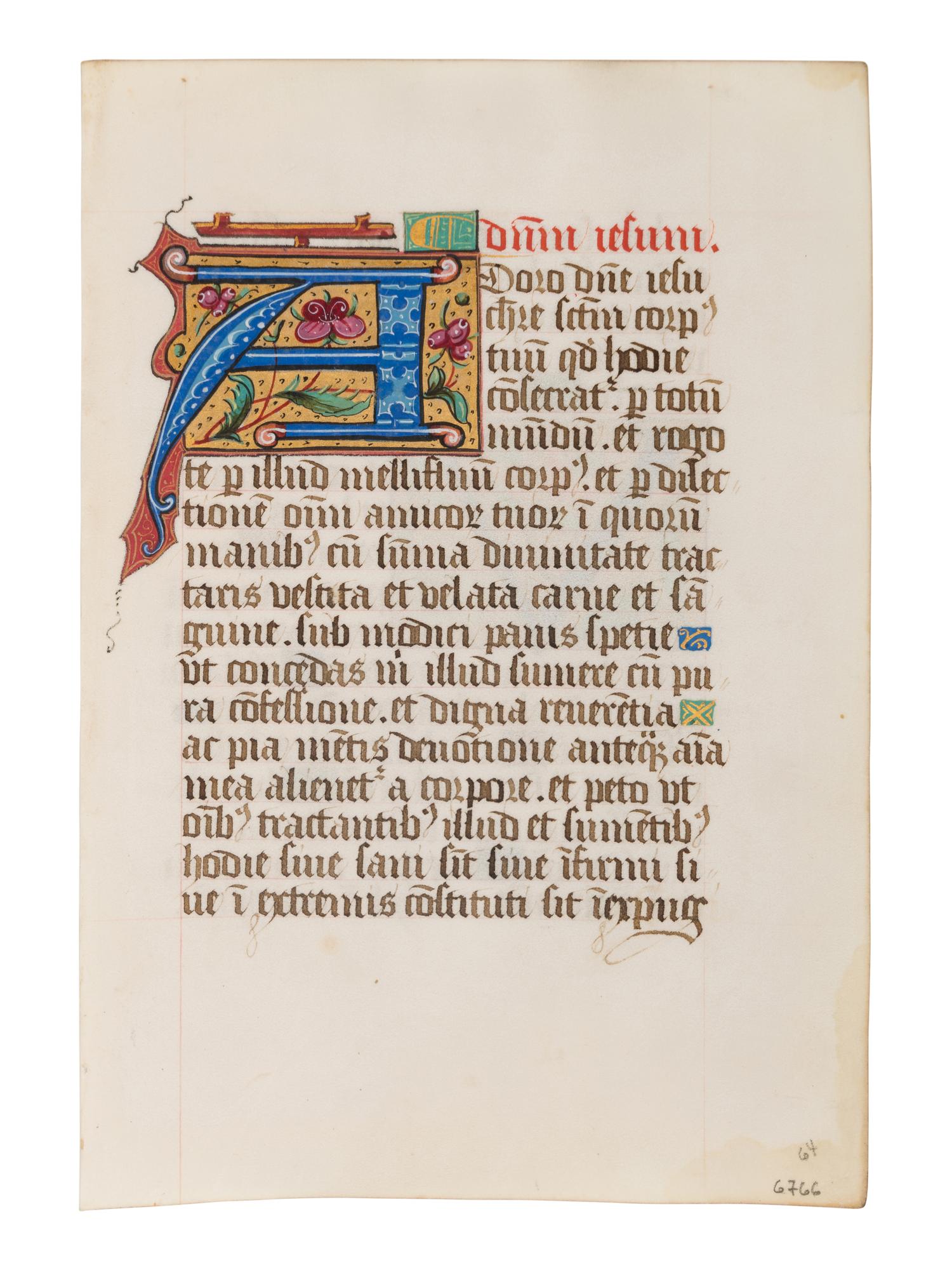 5 remarkable leaves illuminated from the late 13th to the late 15th century in France and England.