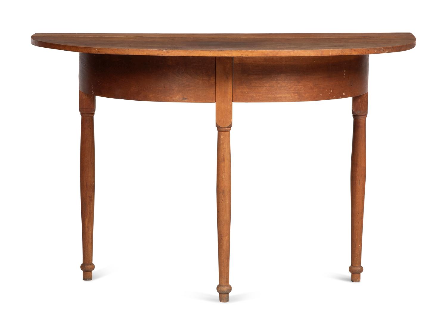 A Country Late Federal Cherrywood Demi-Lune Drop-Leaf Table