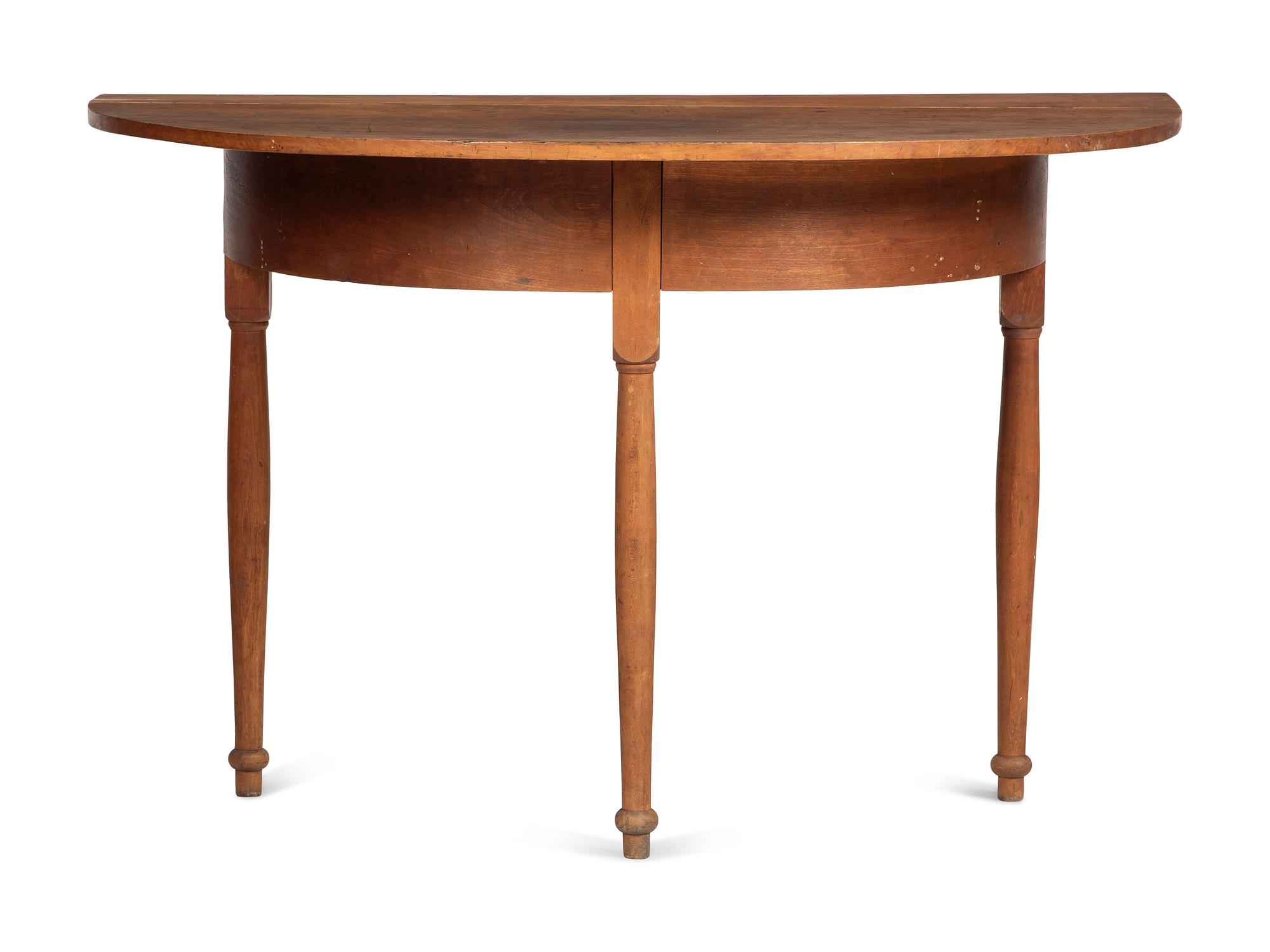 A Country Late Federal Cherrywood Demi-Lune Drop-Leaf Table
