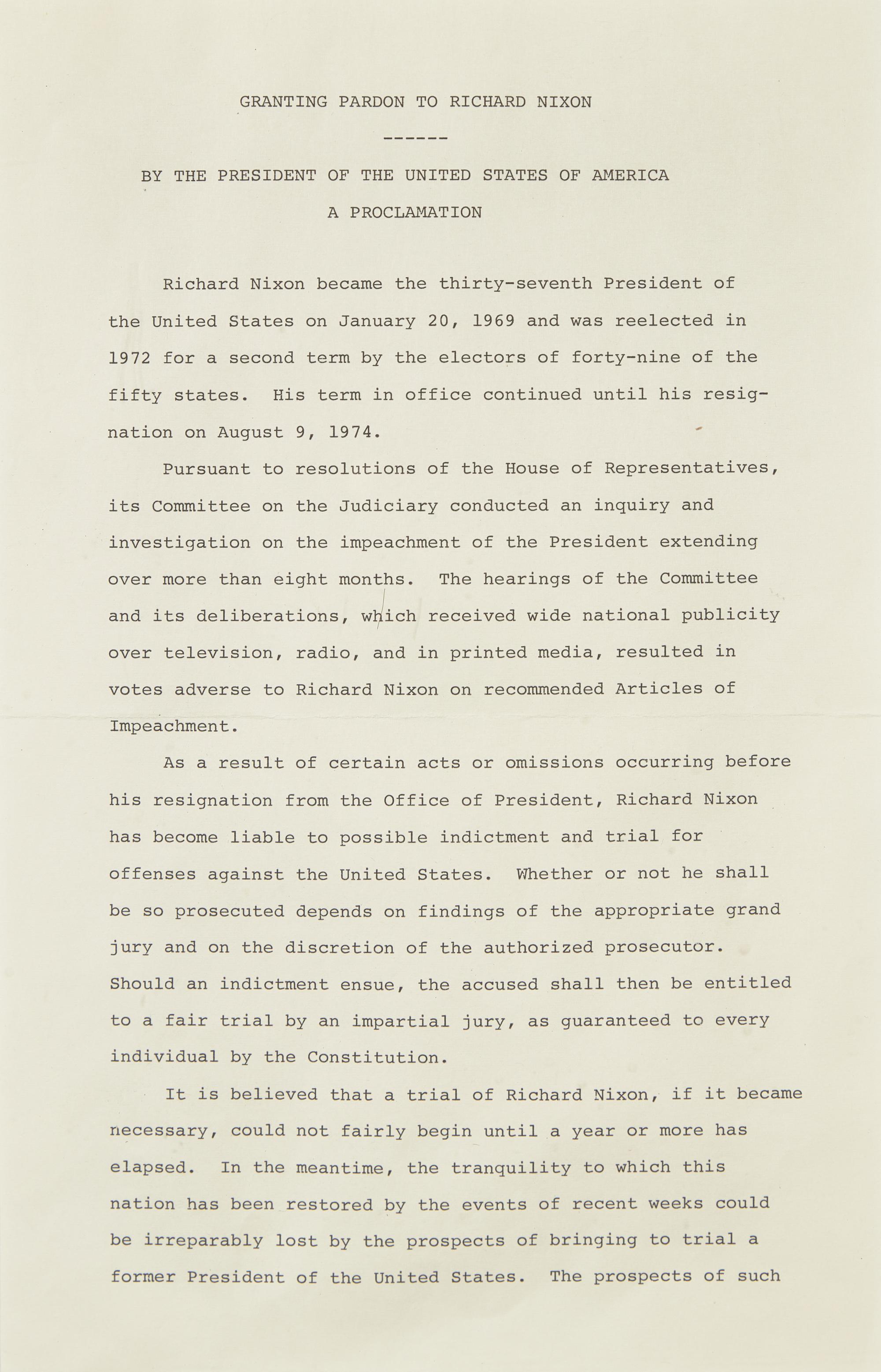 [Presidential] Nixon, Richard, and Gerald Ford. Group of 2 Souvenir Typed Documents, signed