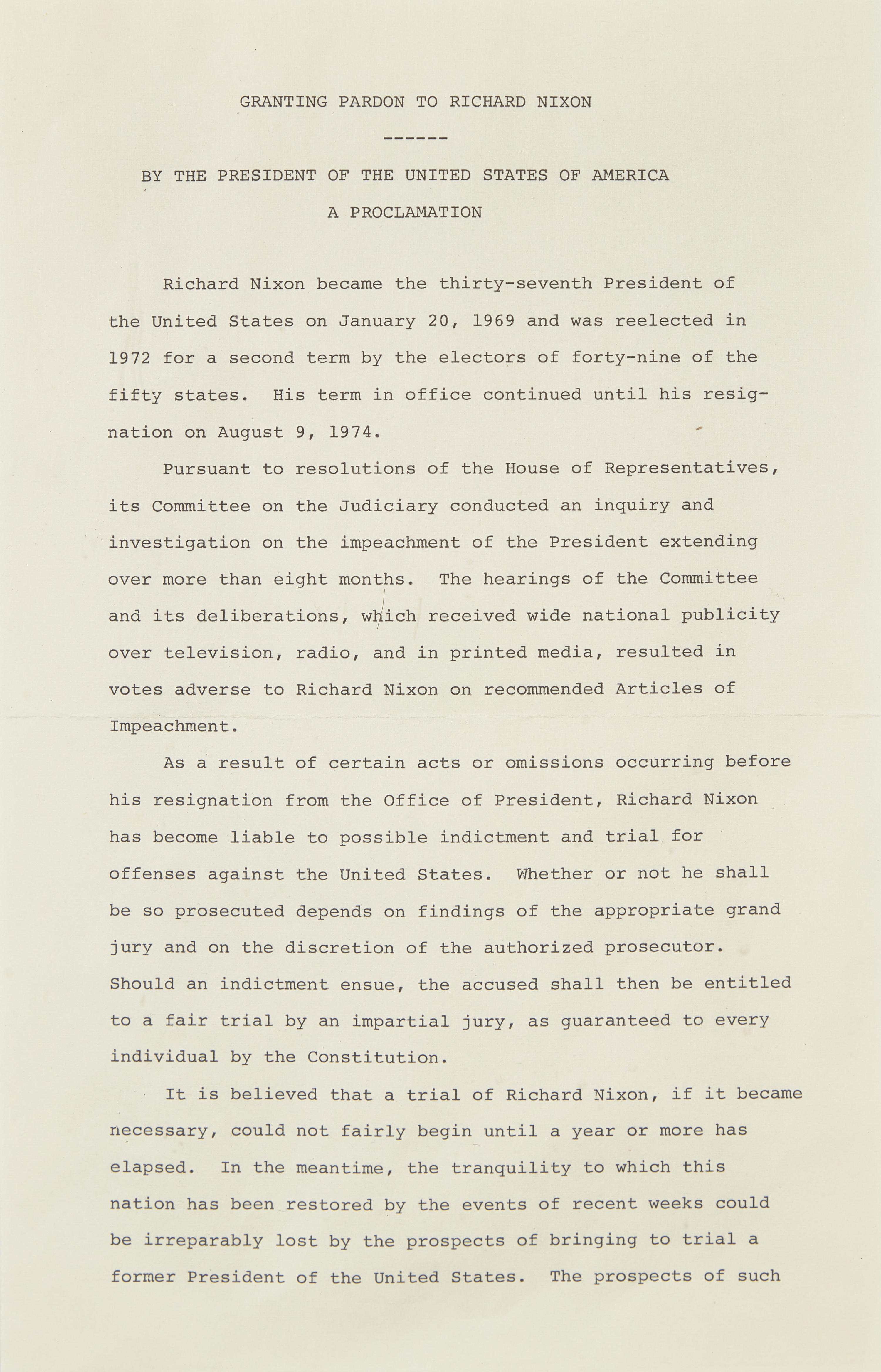 [Presidential] Nixon, Richard, and Gerald Ford. Group of 2 Souvenir Typed Documents, signed