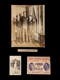 A Primo Carnera Signed Autograph Promotional Envelope From Max Baer Bout and Original Photographs,