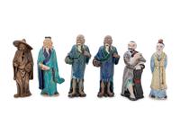 Eleven Chinese Glazed Figures