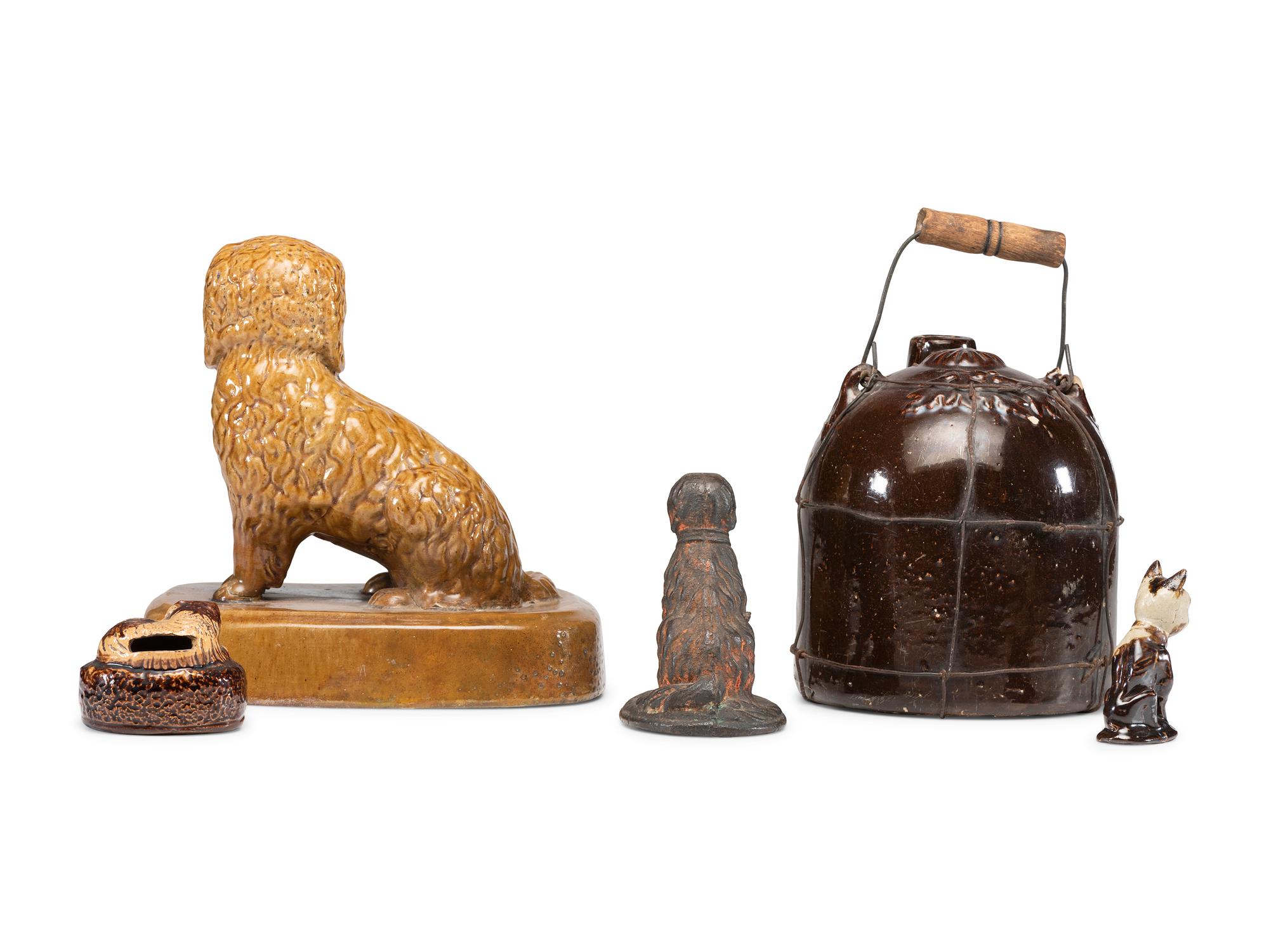 A Group of Ceramic Dogs