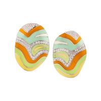 Roberto Coin, Enamel, Diamond, and White Gold Bangle Bracelet and Earrings