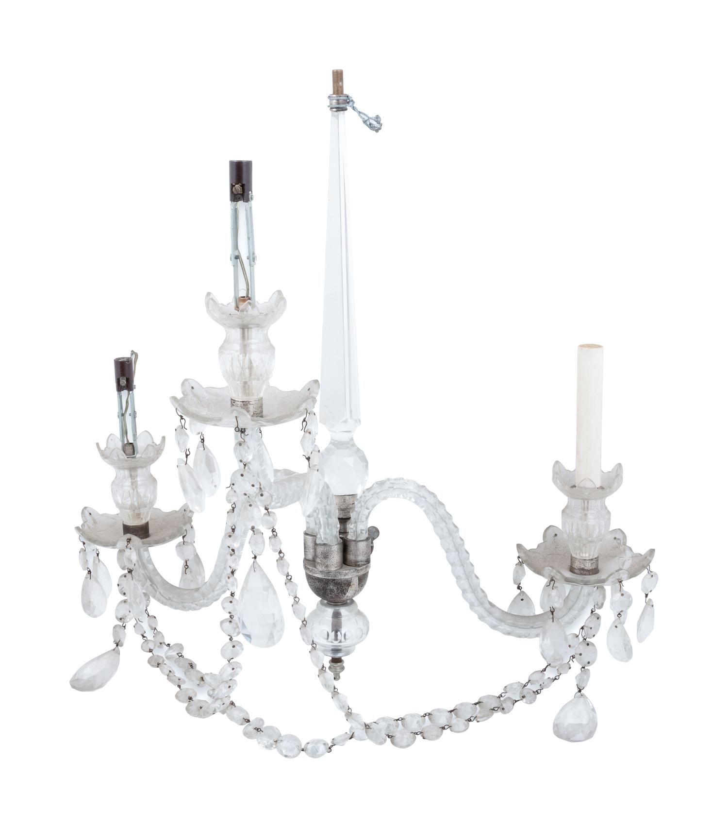 A Cut Glass Three-Light Sconce