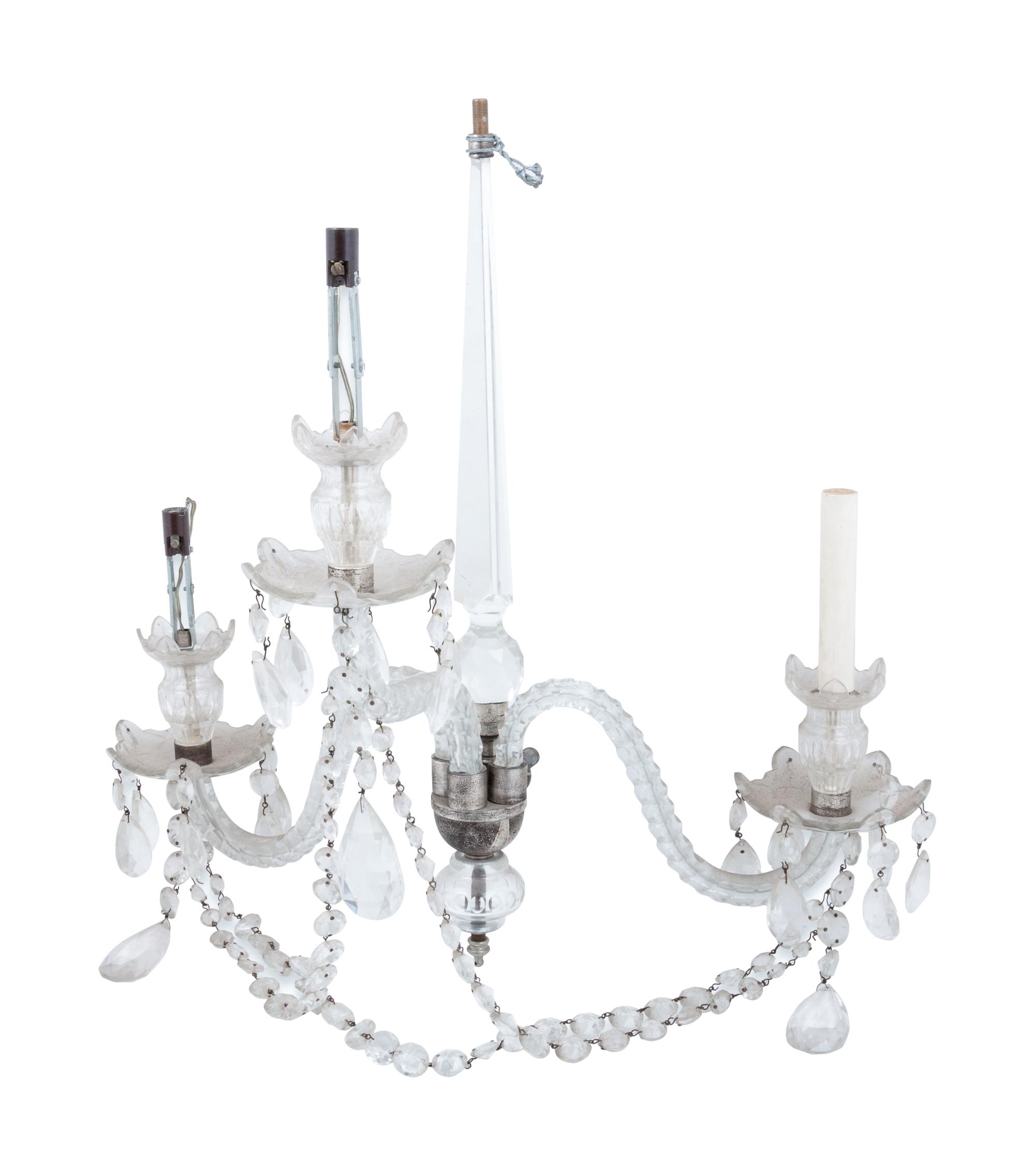 A Cut Glass Three-Light Sconce
