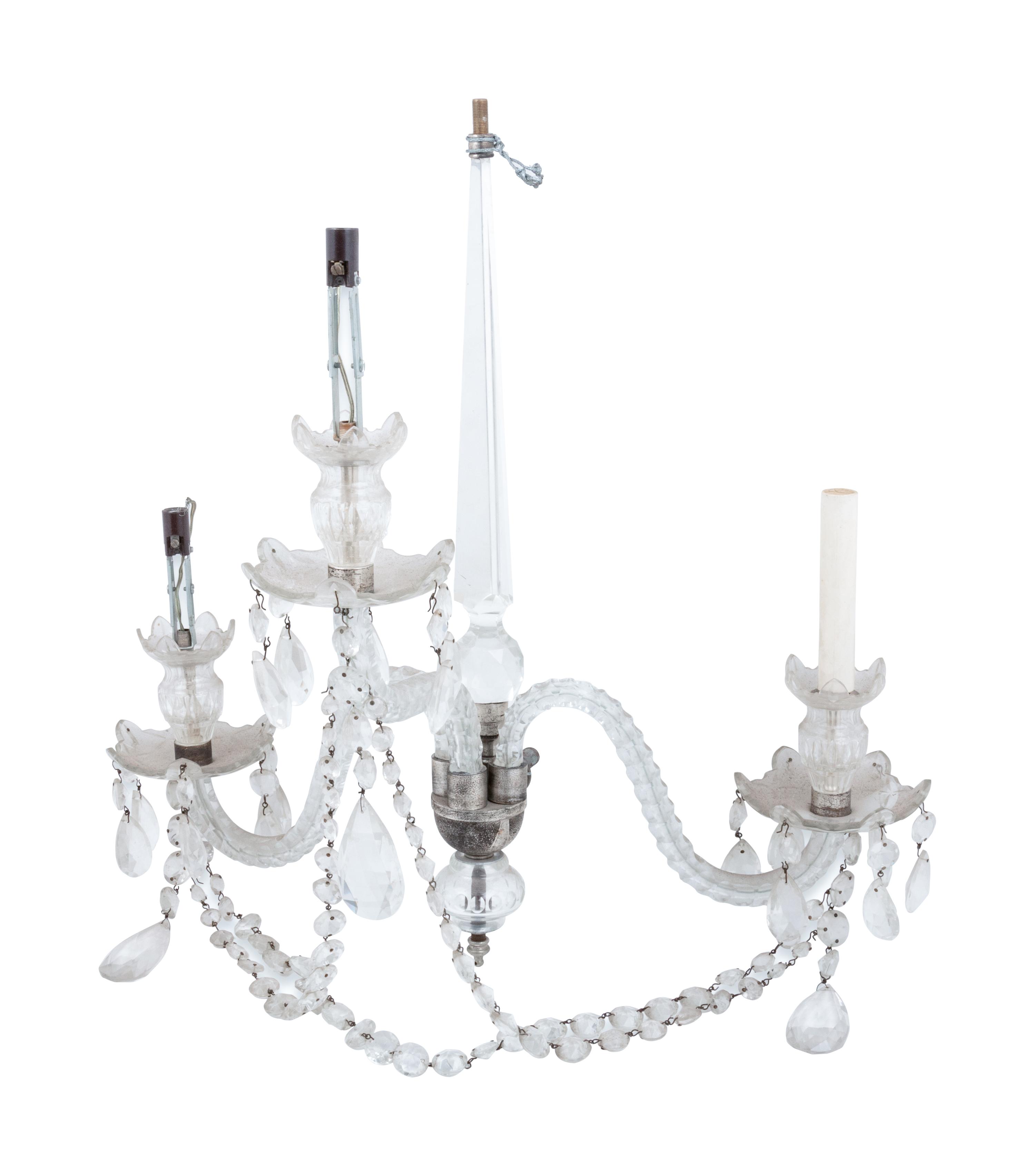 A Cut Glass Three-Light Sconce