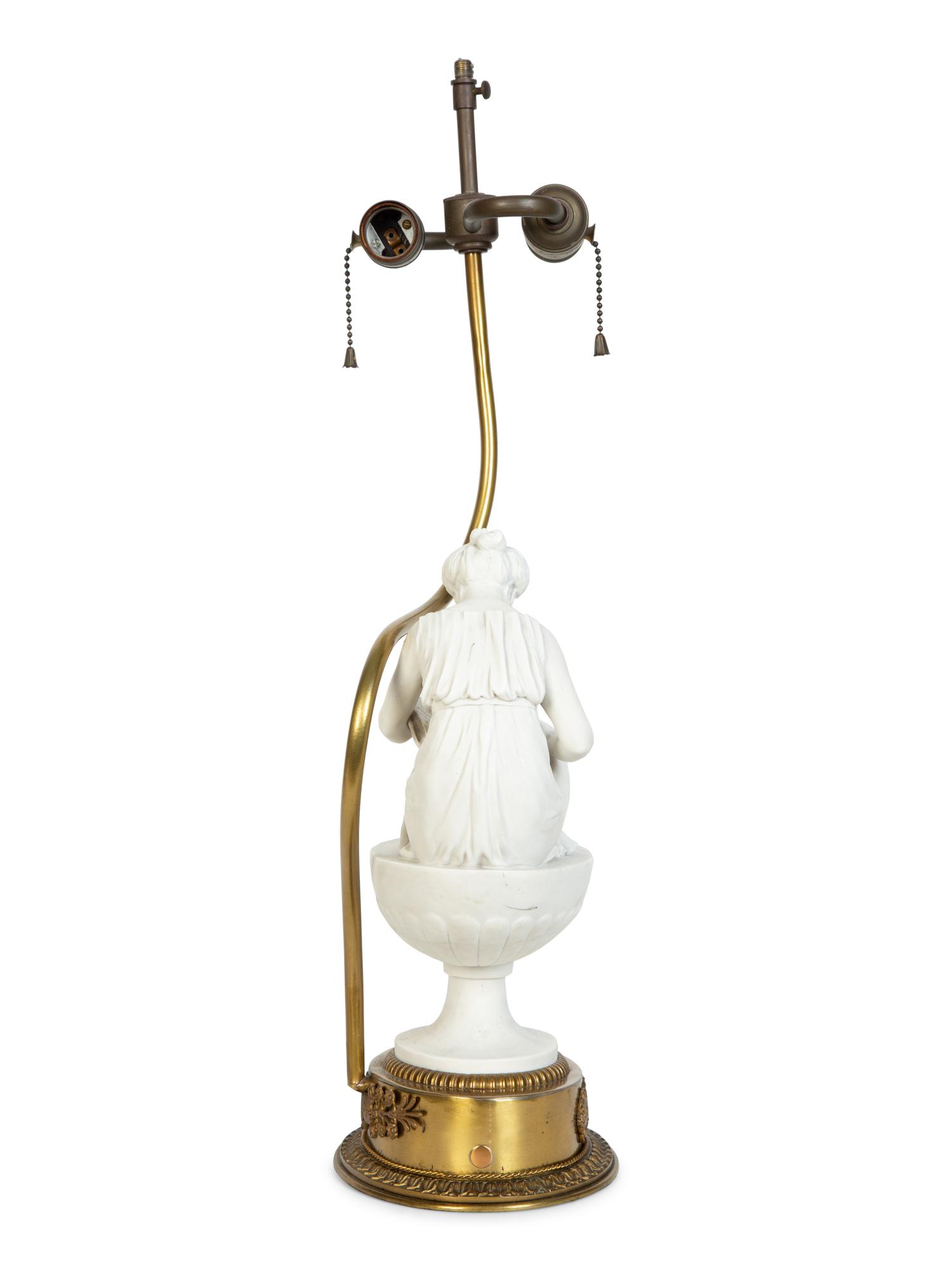 A Gilt Metal Mounted Parian Ware Table Lamp