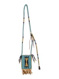 Crow Beaded Hide Pouch, with Tweezers