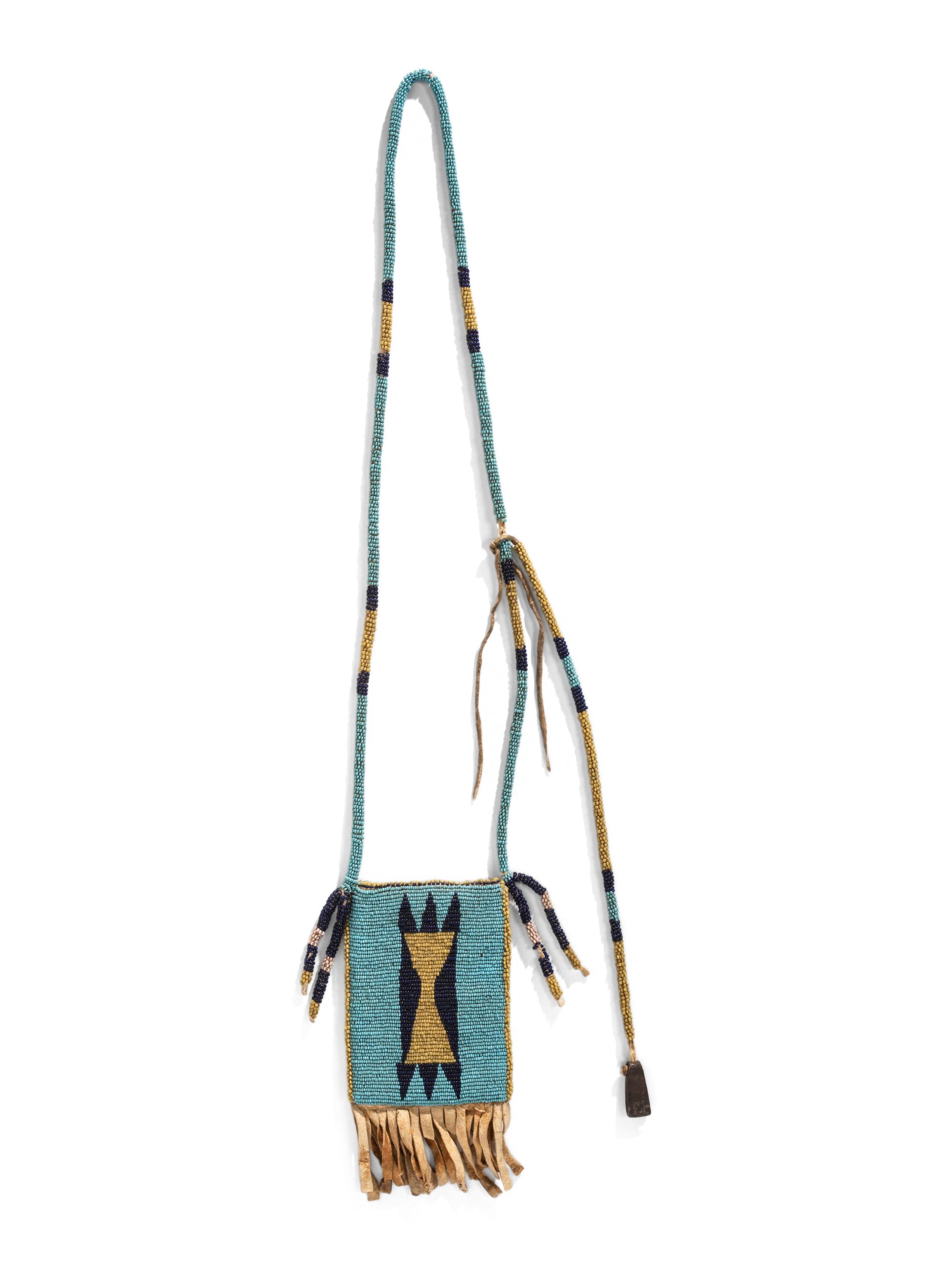 Crow Beaded Hide Pouch, with Tweezers