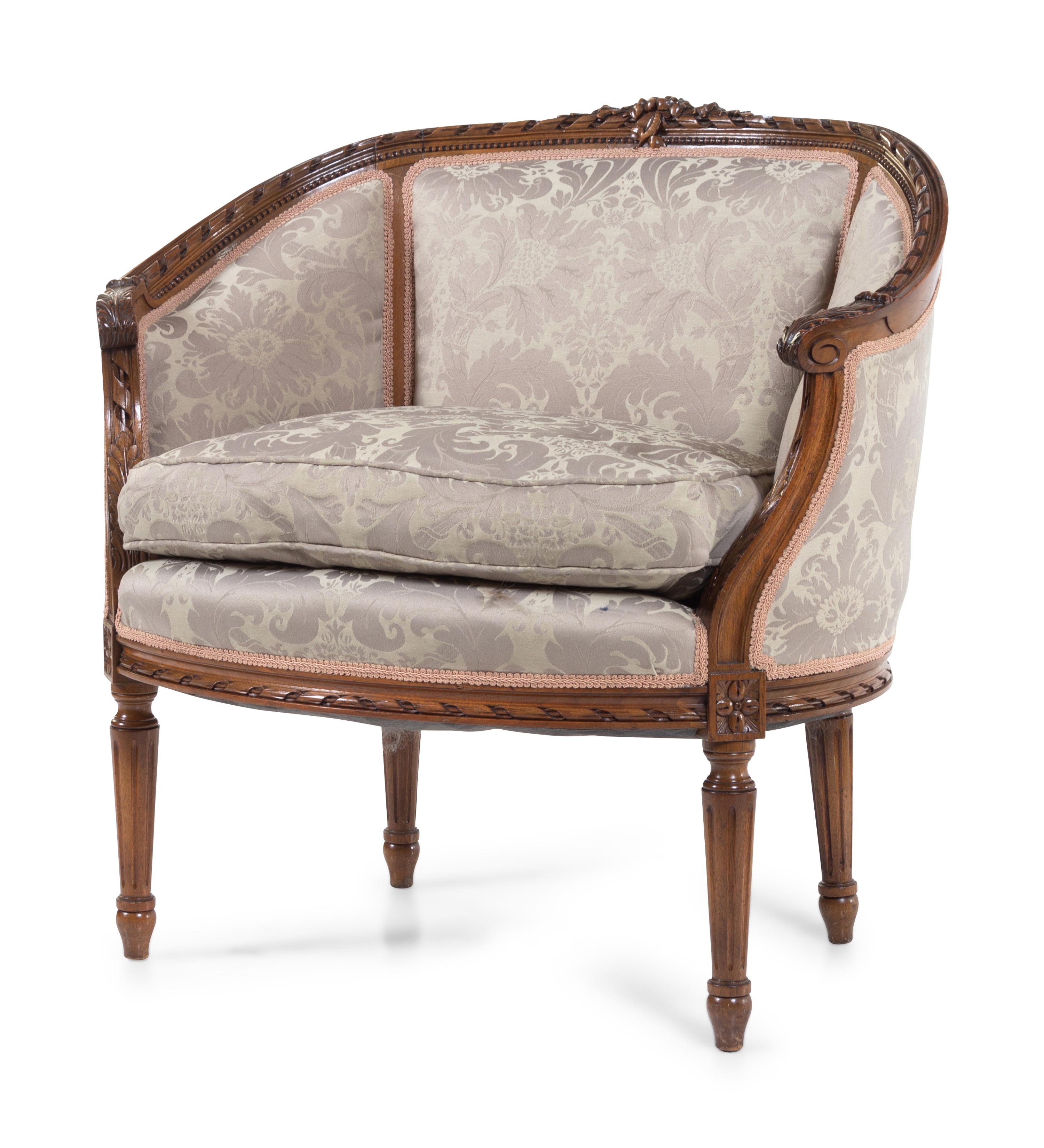 A Louis XVI Style Walnut Bergere