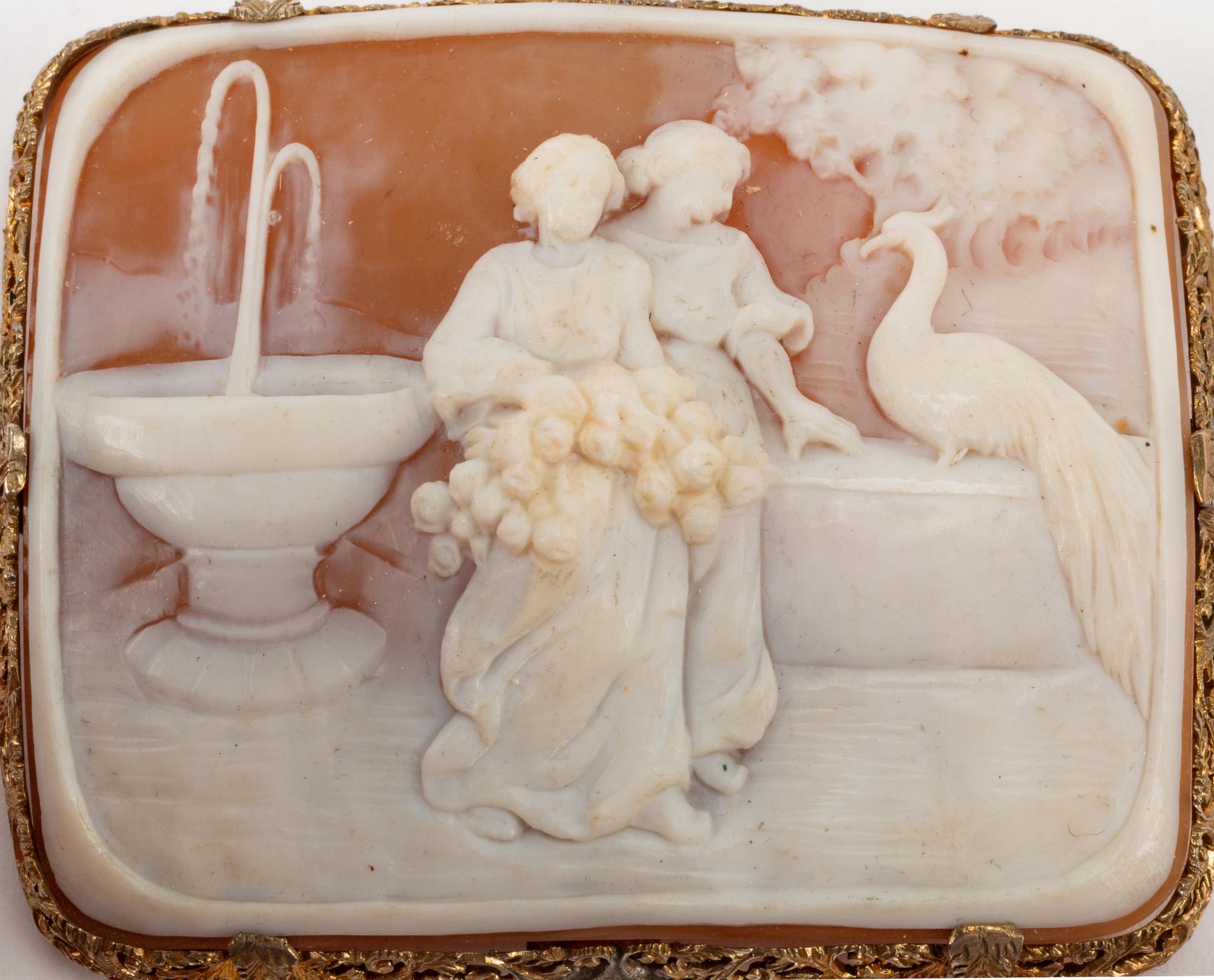 Five Gilt Metal Framed Italian Shell Cameos