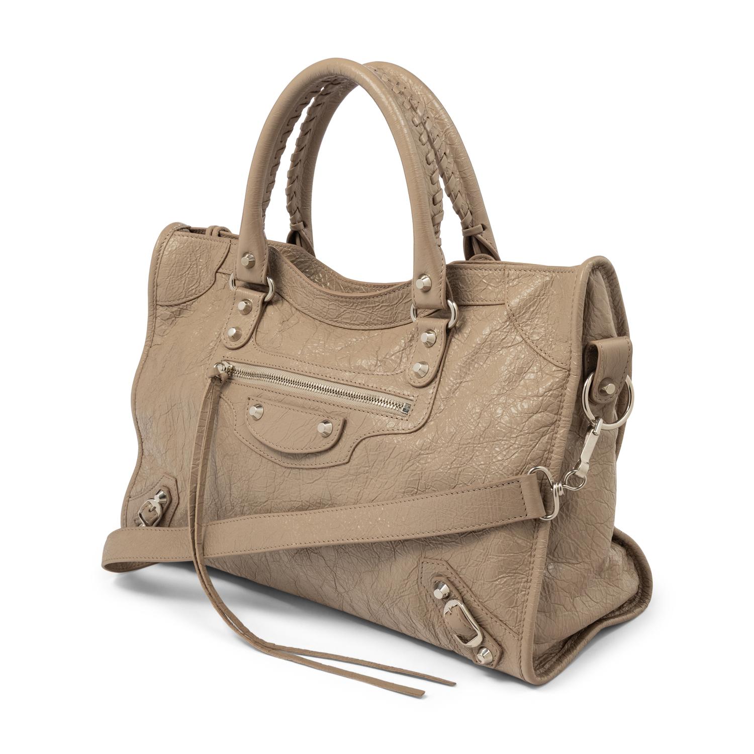 BALENCIAGA, TAUPE MEDIUM CITY BAG