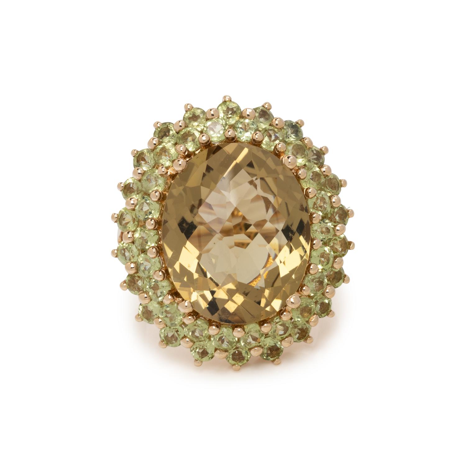 CITRINE AND PRASIOLITE RING