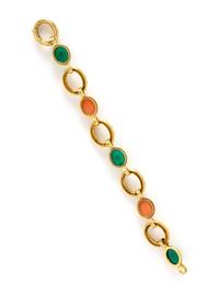 YELLOW GOLD, CORAL, AND CHRYSOPRASE BRACELET