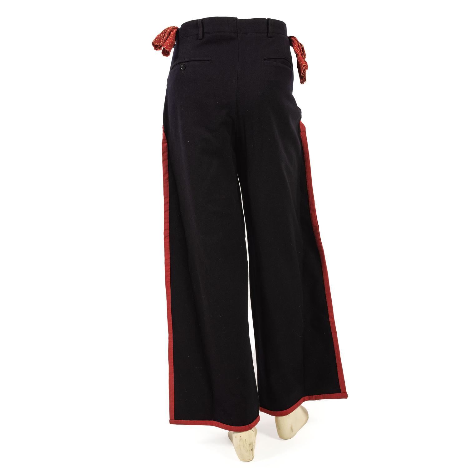 Sioux Beaded Hide Legging Strips, on Naval Wool Pants