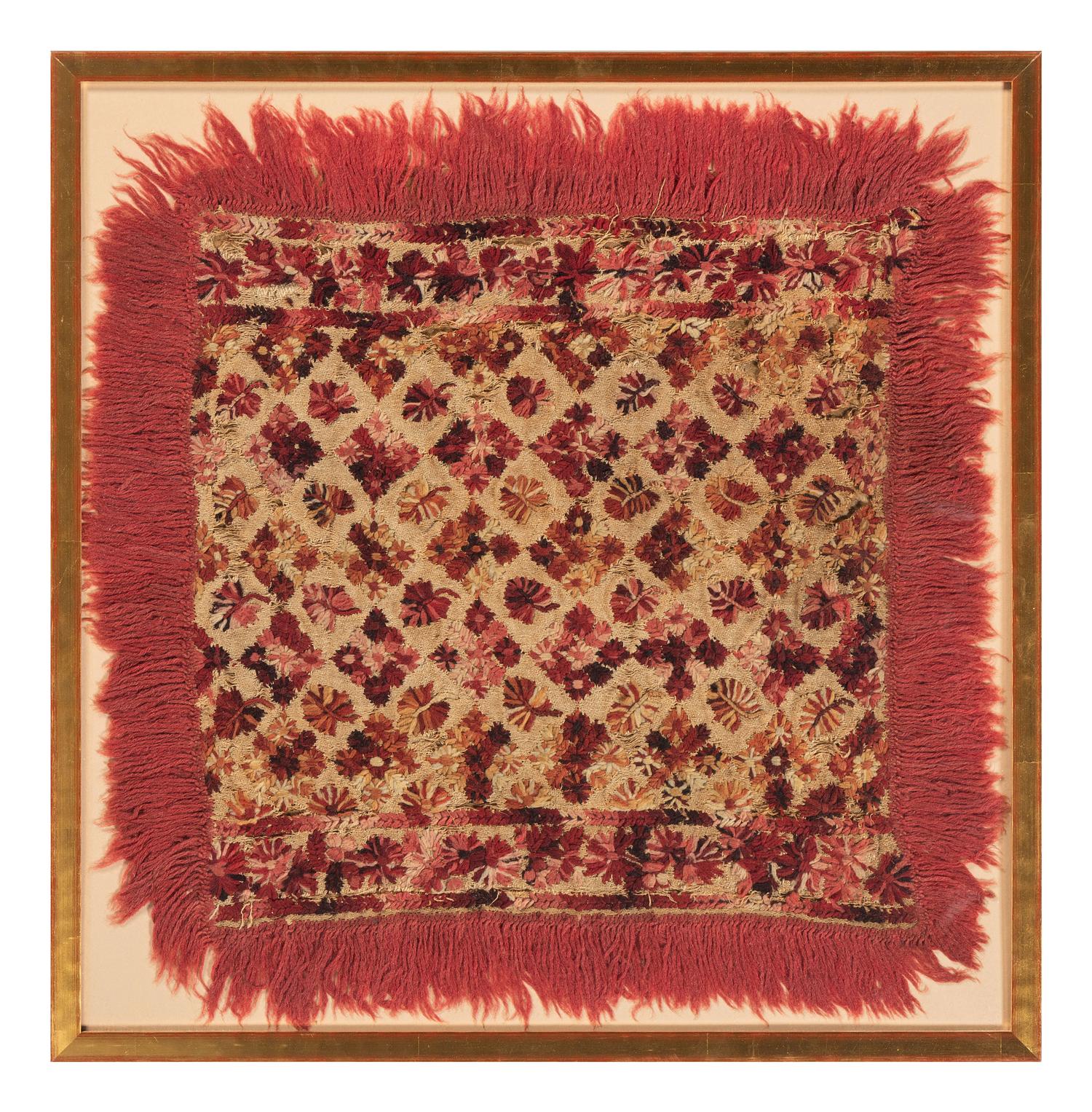 A Fringed Floral Needlework Pillow Cover