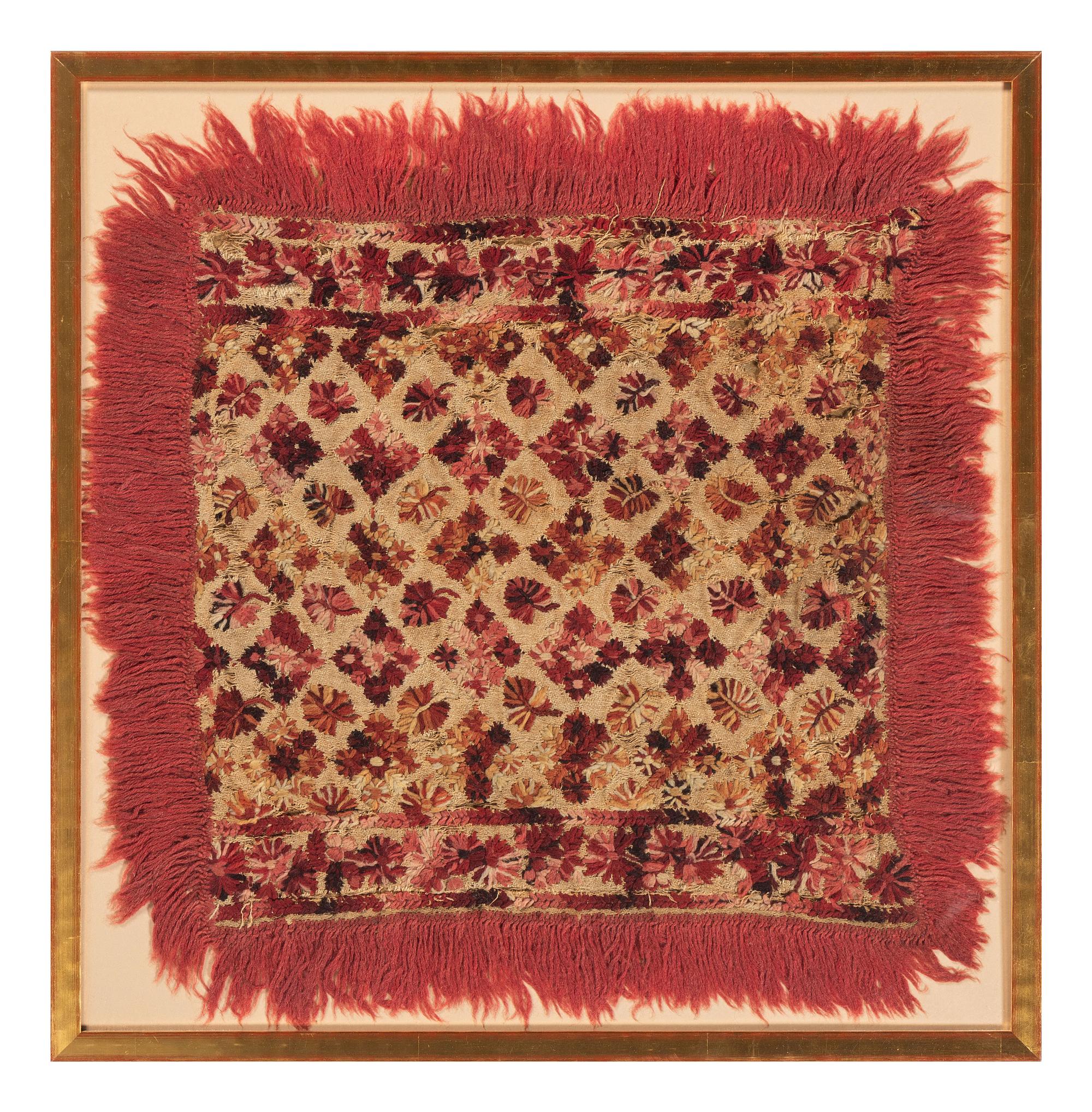 A Fringed Floral Needlework Pillow Cover