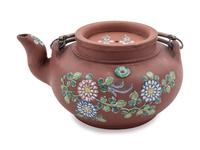 A Chinese Painted Yixing Pottery Teapot