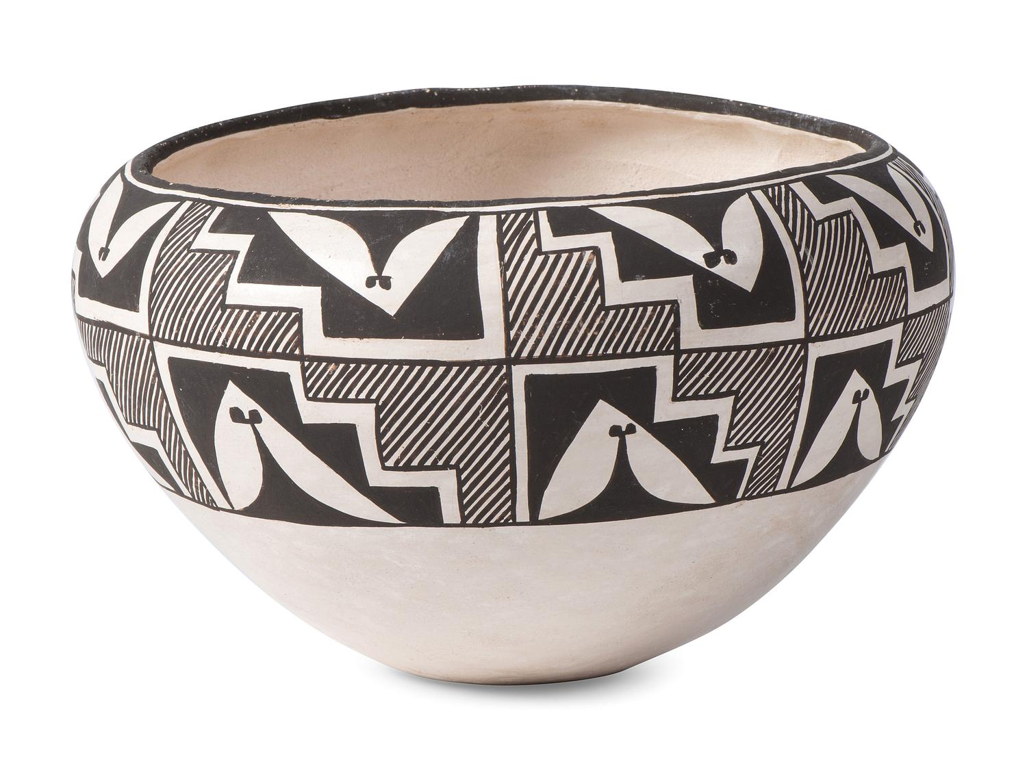 Black-on-White Pottery Bowl
