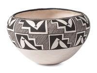 Black-on-White Pottery Bowl