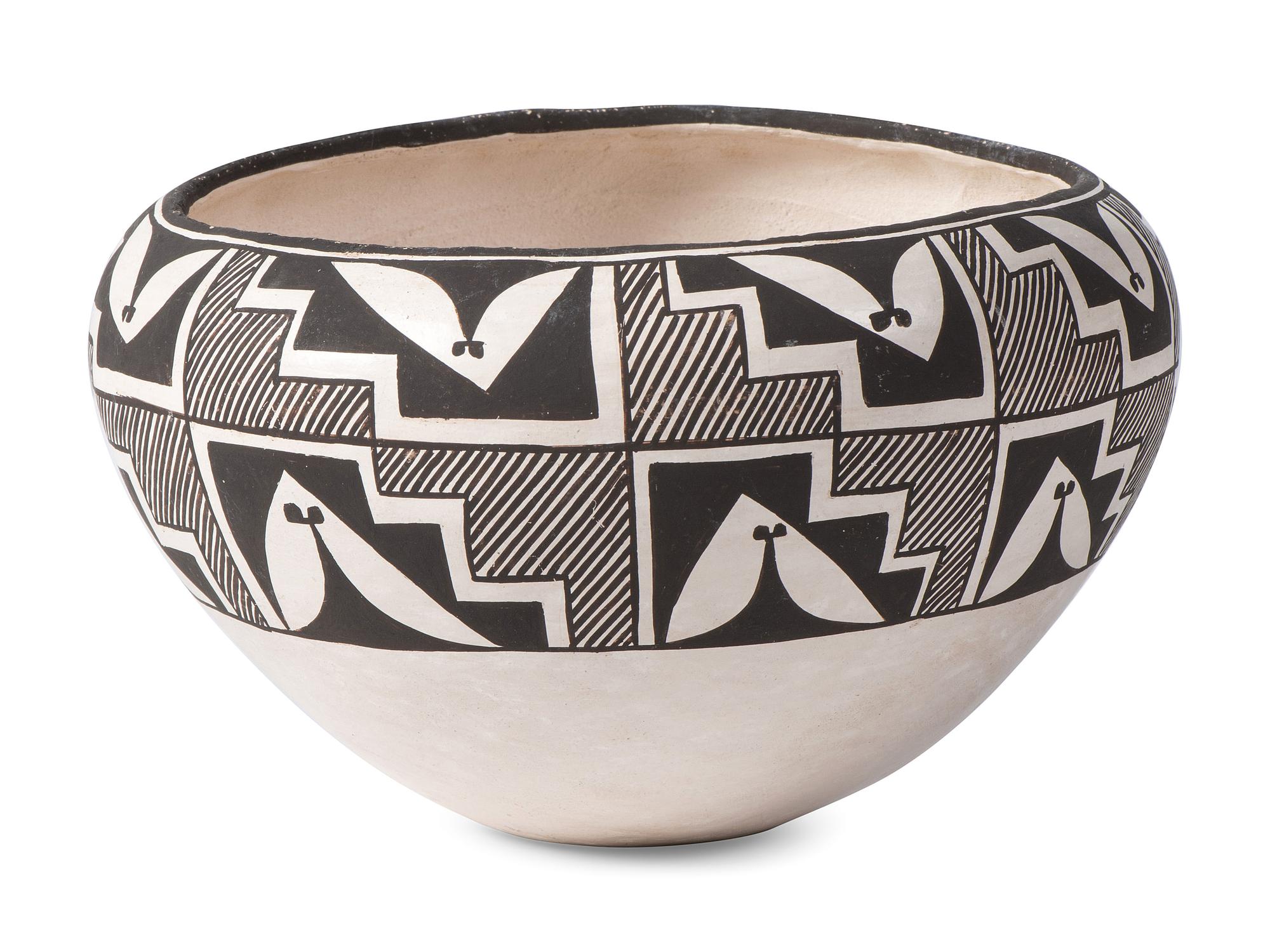 Black-on-White Pottery Bowl