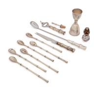 A Group of Eleven Tiffany & Co. Silver Bamboo Pattern Bar Articles