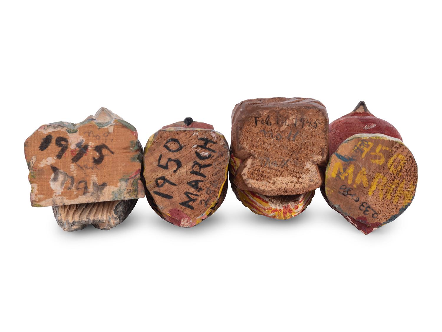 A Group of Painted Folk Art Owl Carvings