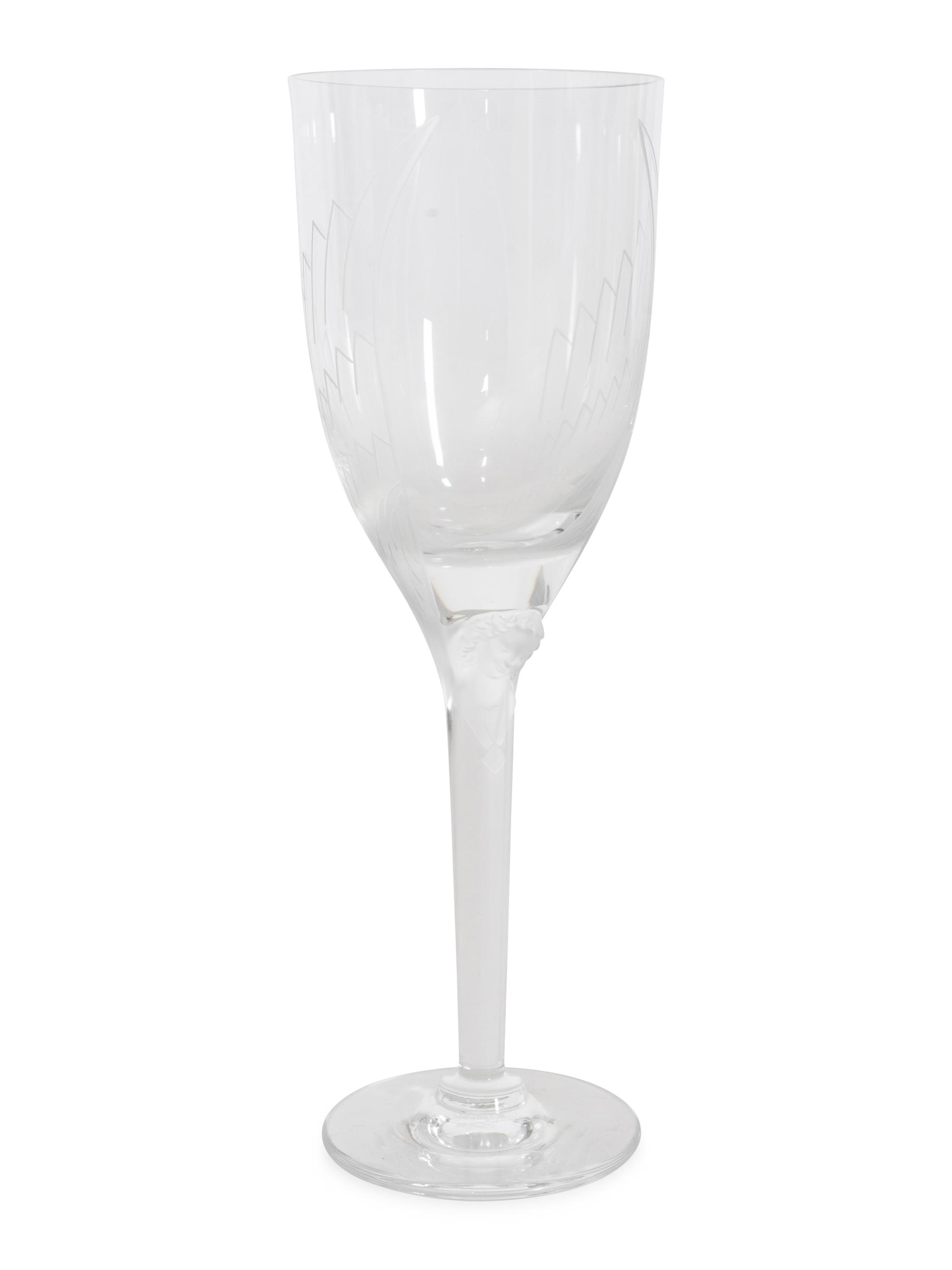A Set of Eight Lalique Ange de Reims Champagne Flutes