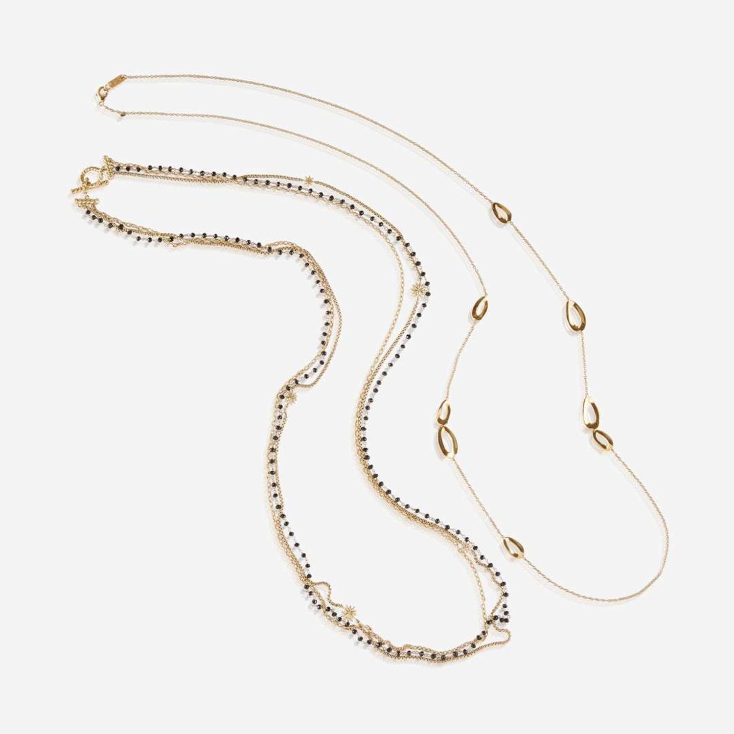 A collection of two gold necklaces, David Yurman and Ippolita