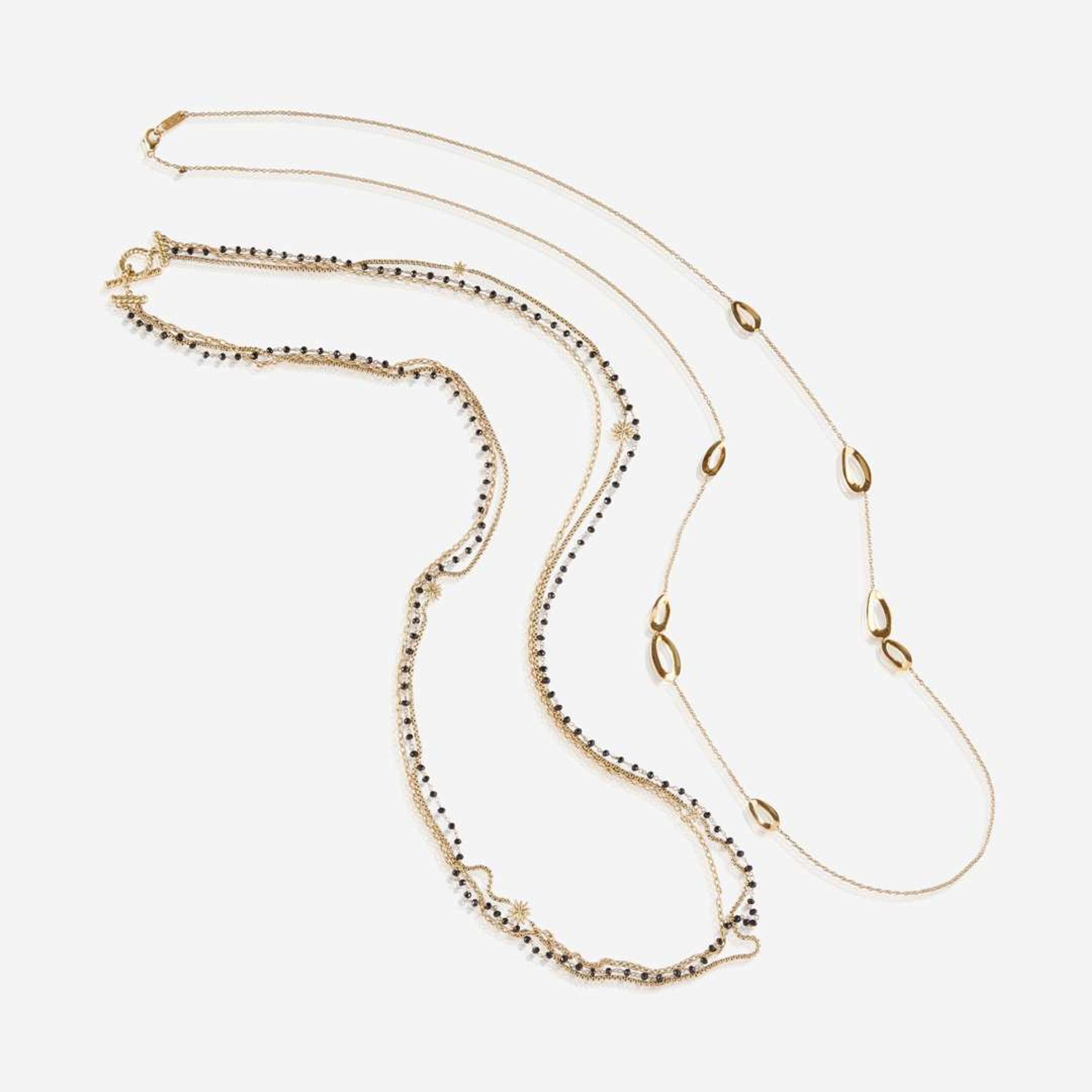 A collection of two gold necklaces, David Yurman and Ippolita