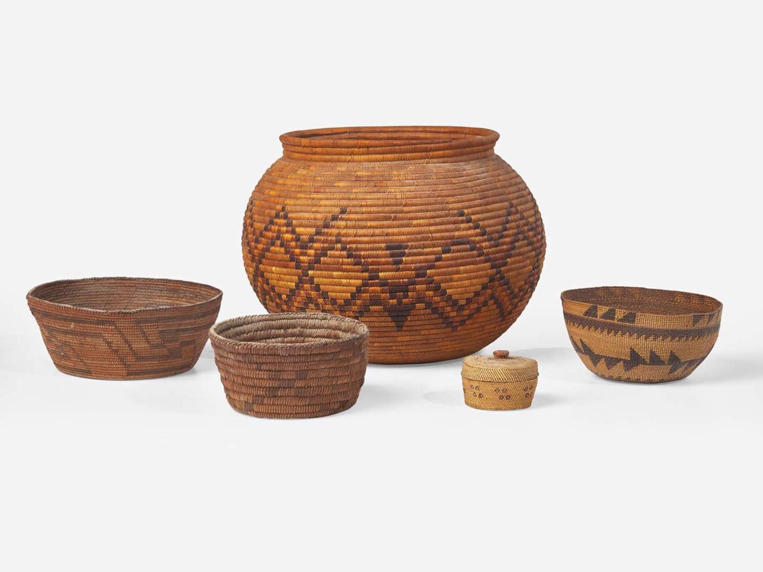 A group of five California baskets, early 20th century
