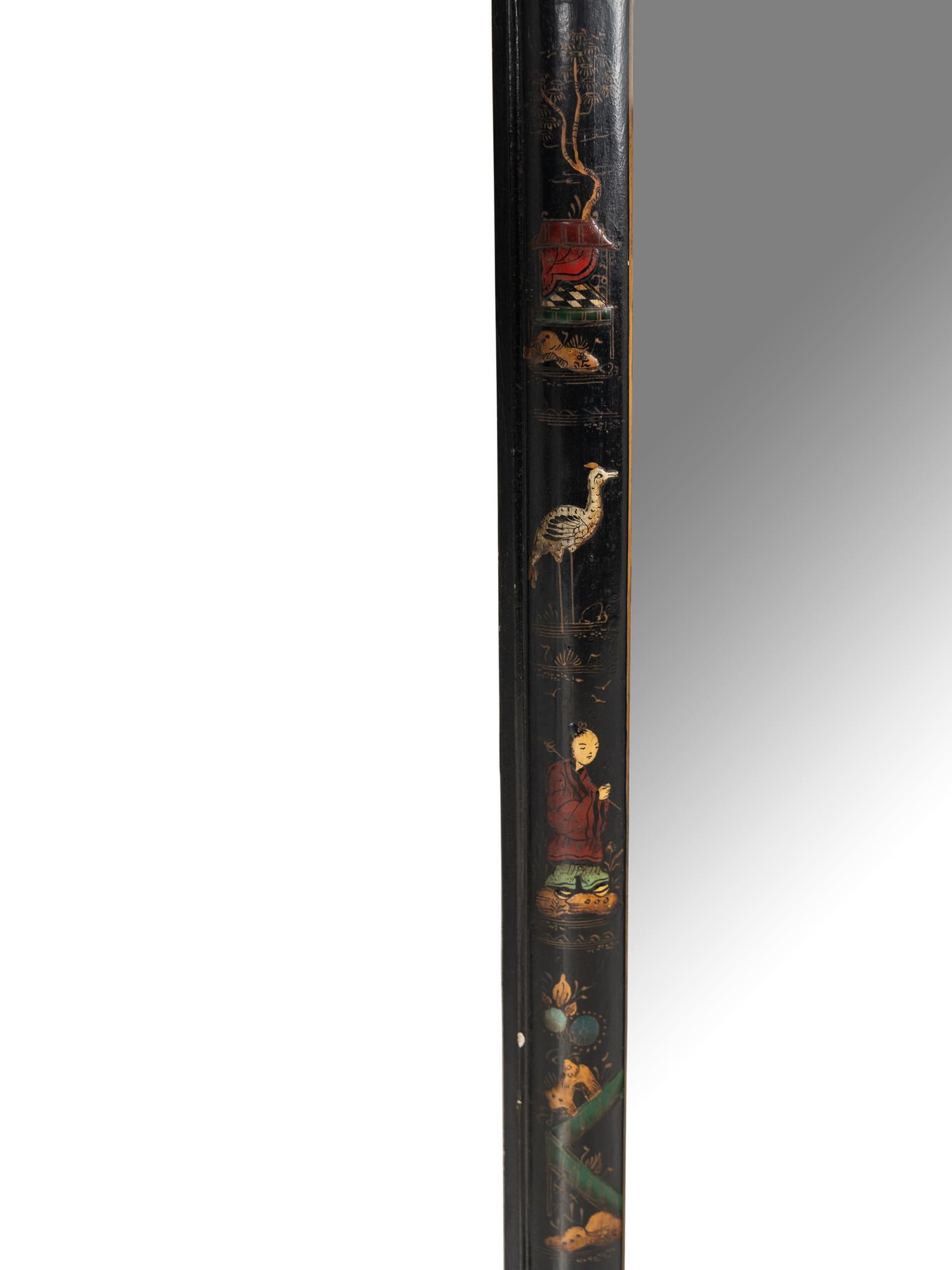 A Queen Anne Style Chinoiserie Decorated Mirror