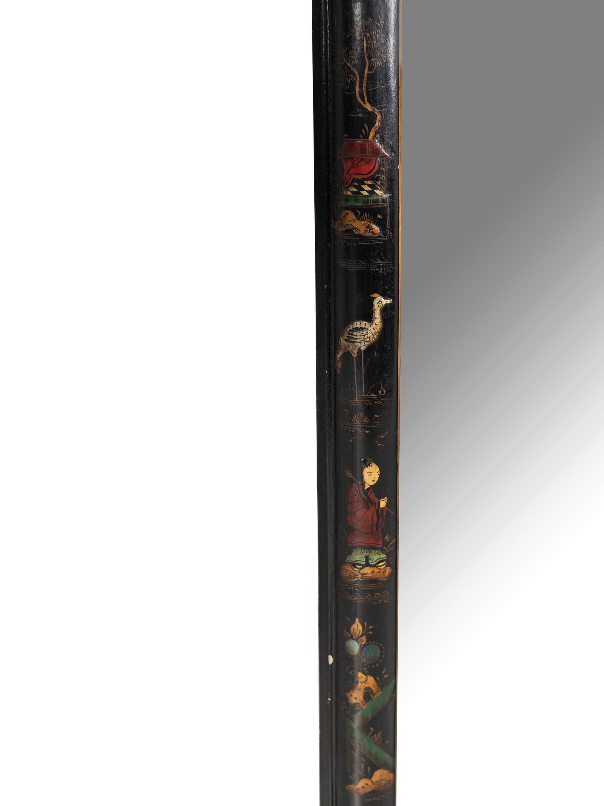 A Queen Anne Style Chinoiserie Decorated Mirror
