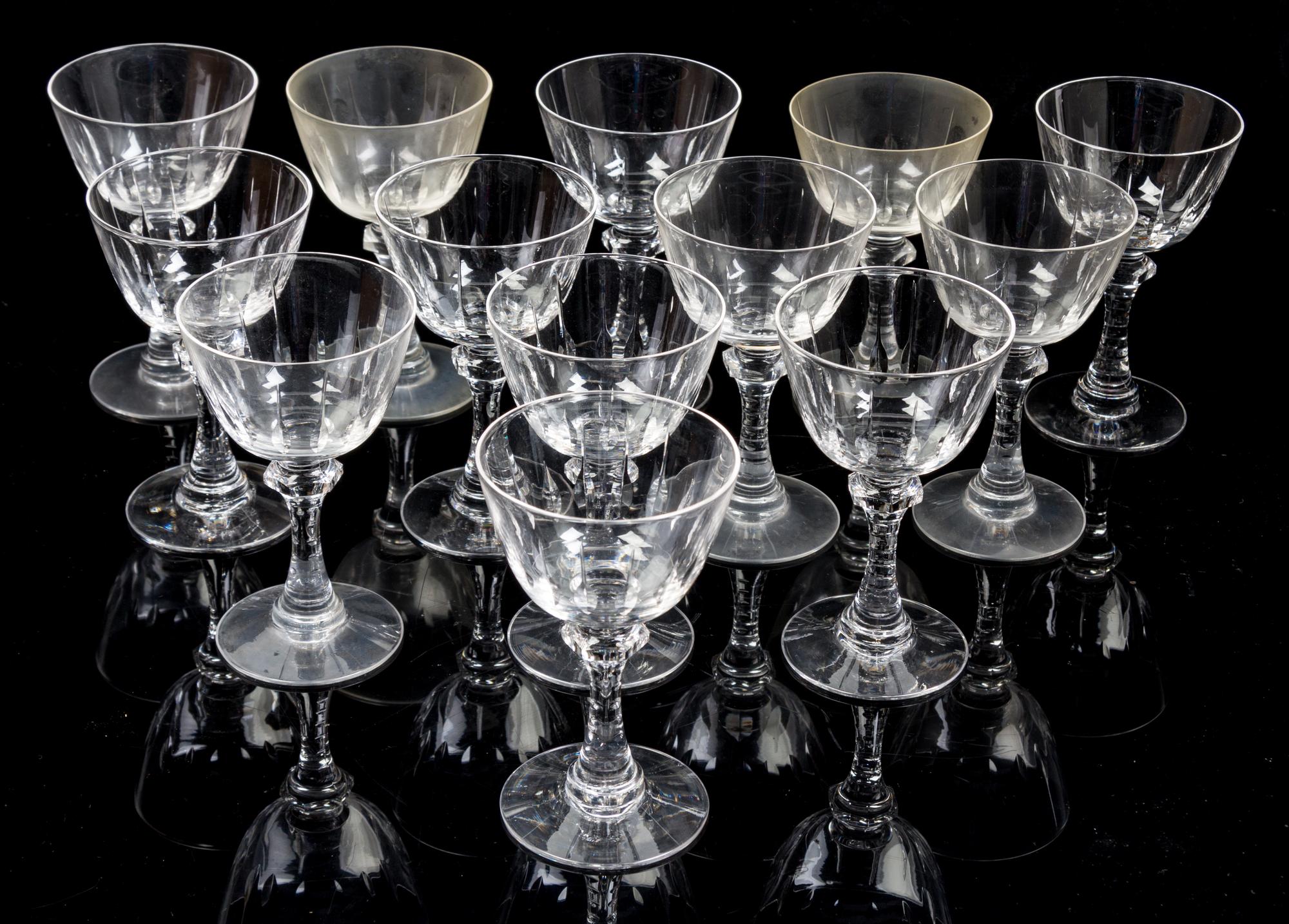 A Set of Thirteen Cut Glass Wines. Height 4 3/4 inches.