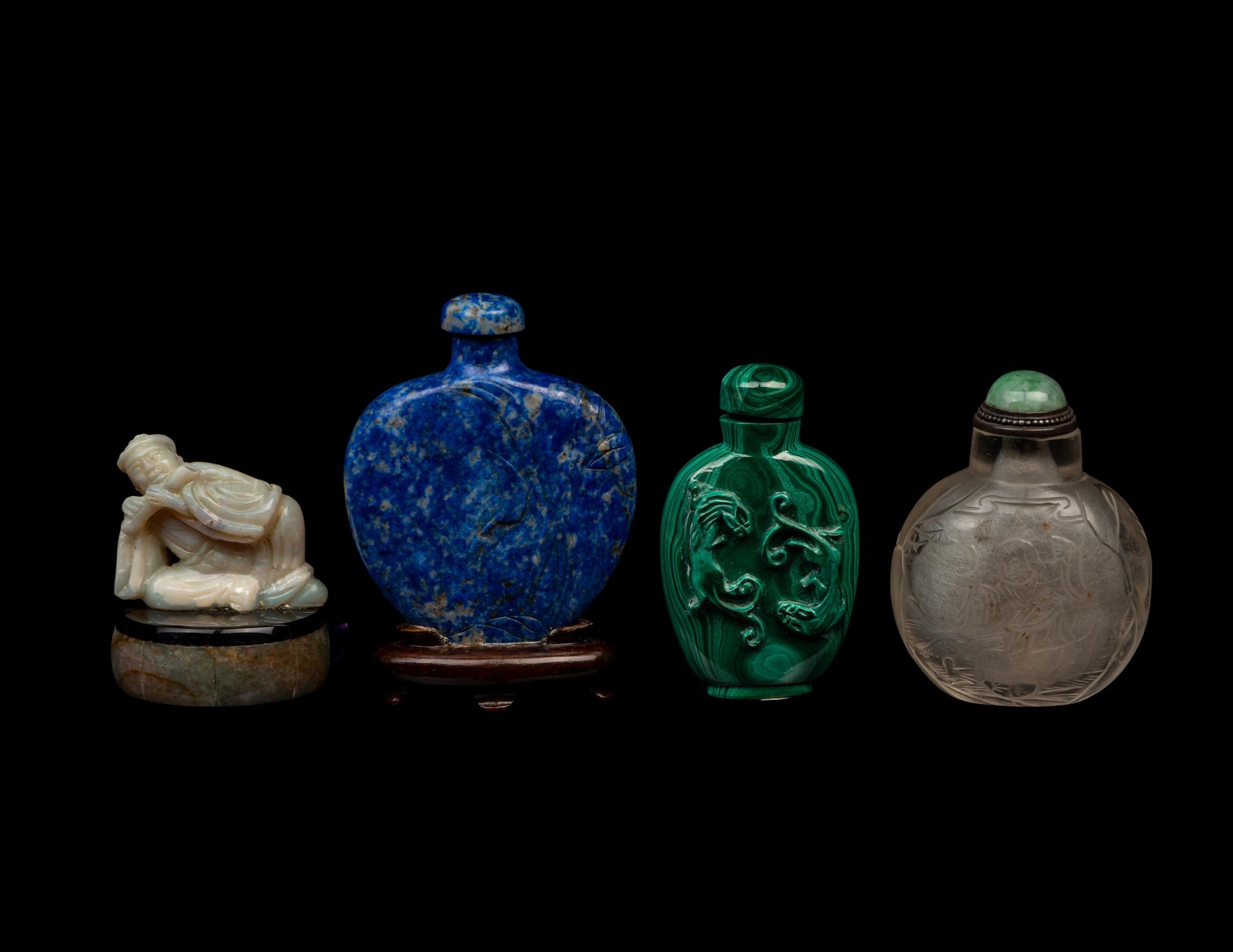 Four Chinese Hardstone Snuff Bottles