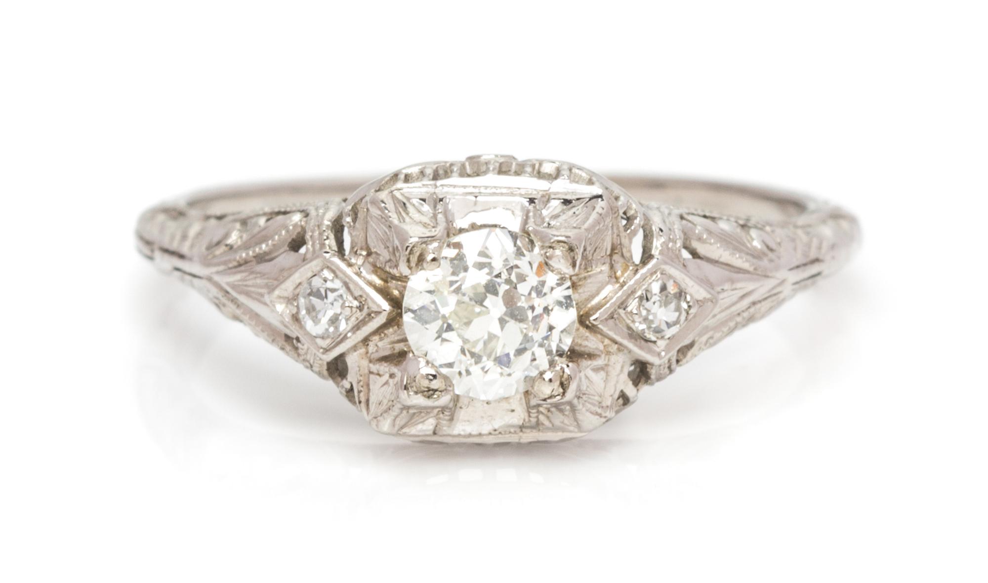 A White Gold and Diamond Ring, Circa 1925, 1.90 dwts.