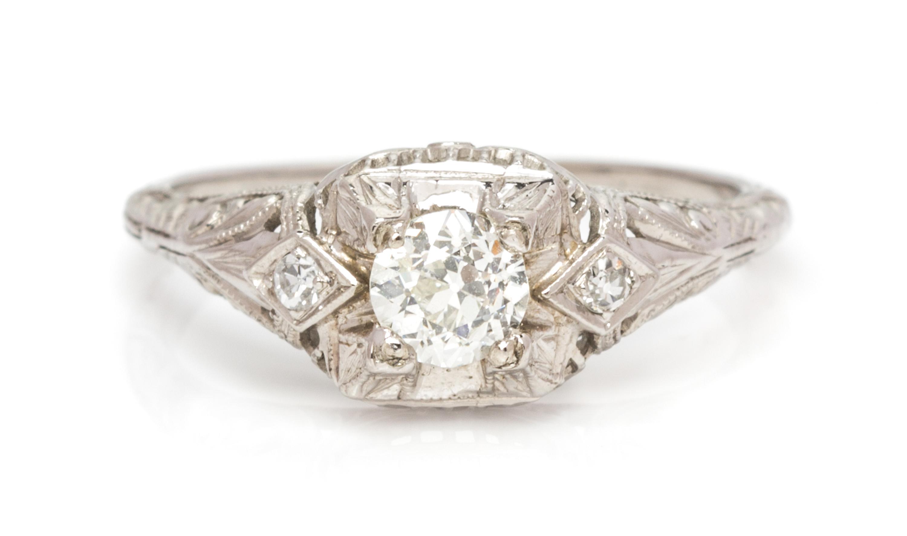 A White Gold and Diamond Ring, Circa 1925, 1.90 dwts.