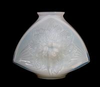 A Lalique Opalescent Glass Vase, Height 9 3/4 inches.