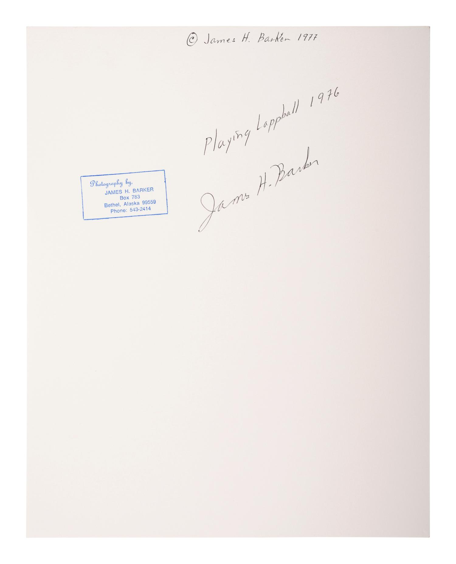 BARKER, James H., photographer. Kuskokwim: An Alaskan Portfolio . [Bethel, AK]: James H. Barker, 1977.