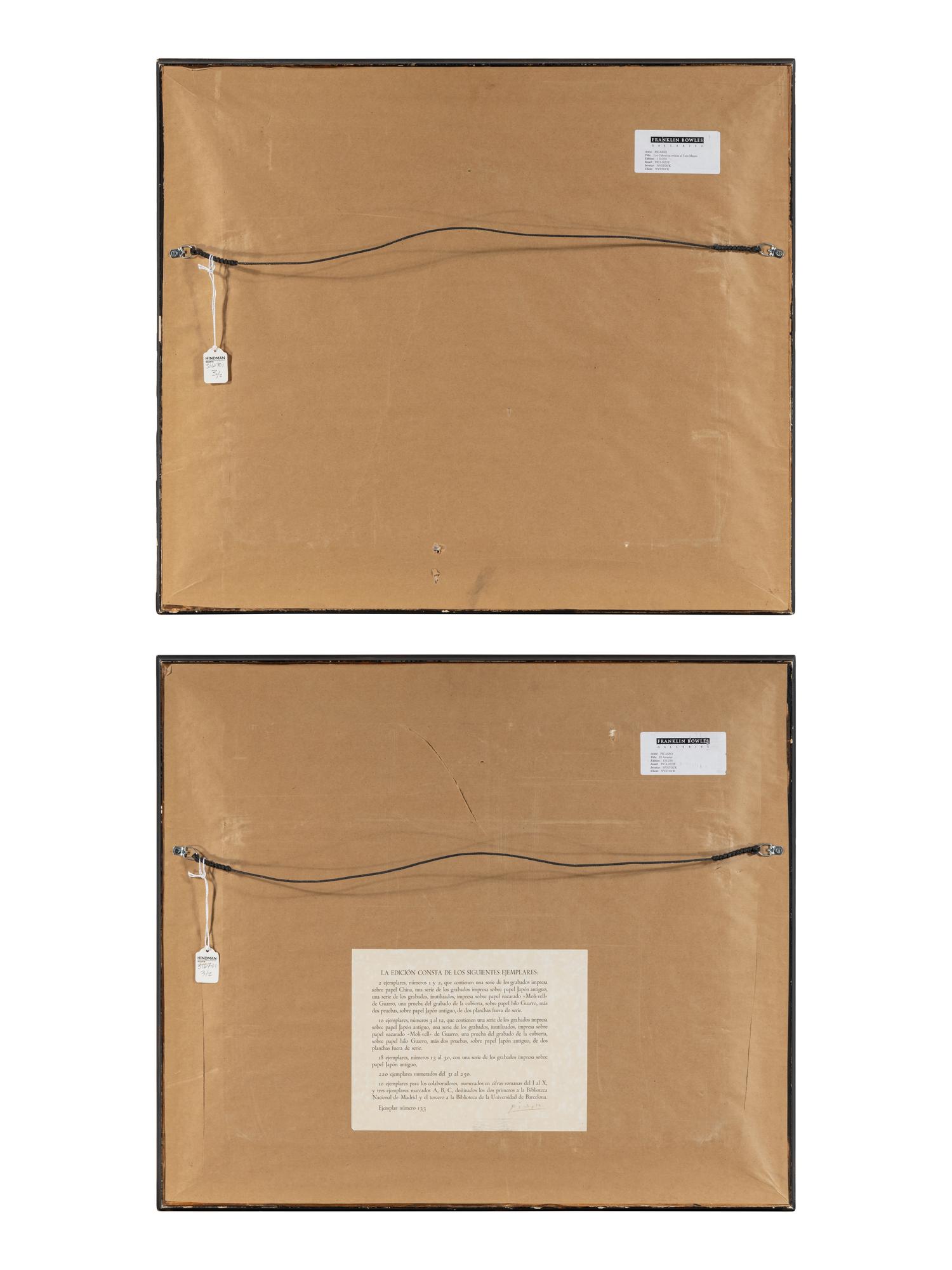 A pair of prints ( El Arrastre ; Los Cabestros retiran al Toro Manso ) from ' José Delgado: La Tauromaquia ', 1957