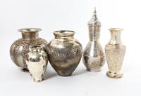 Five Silver and Silvered Metal Vases, ,