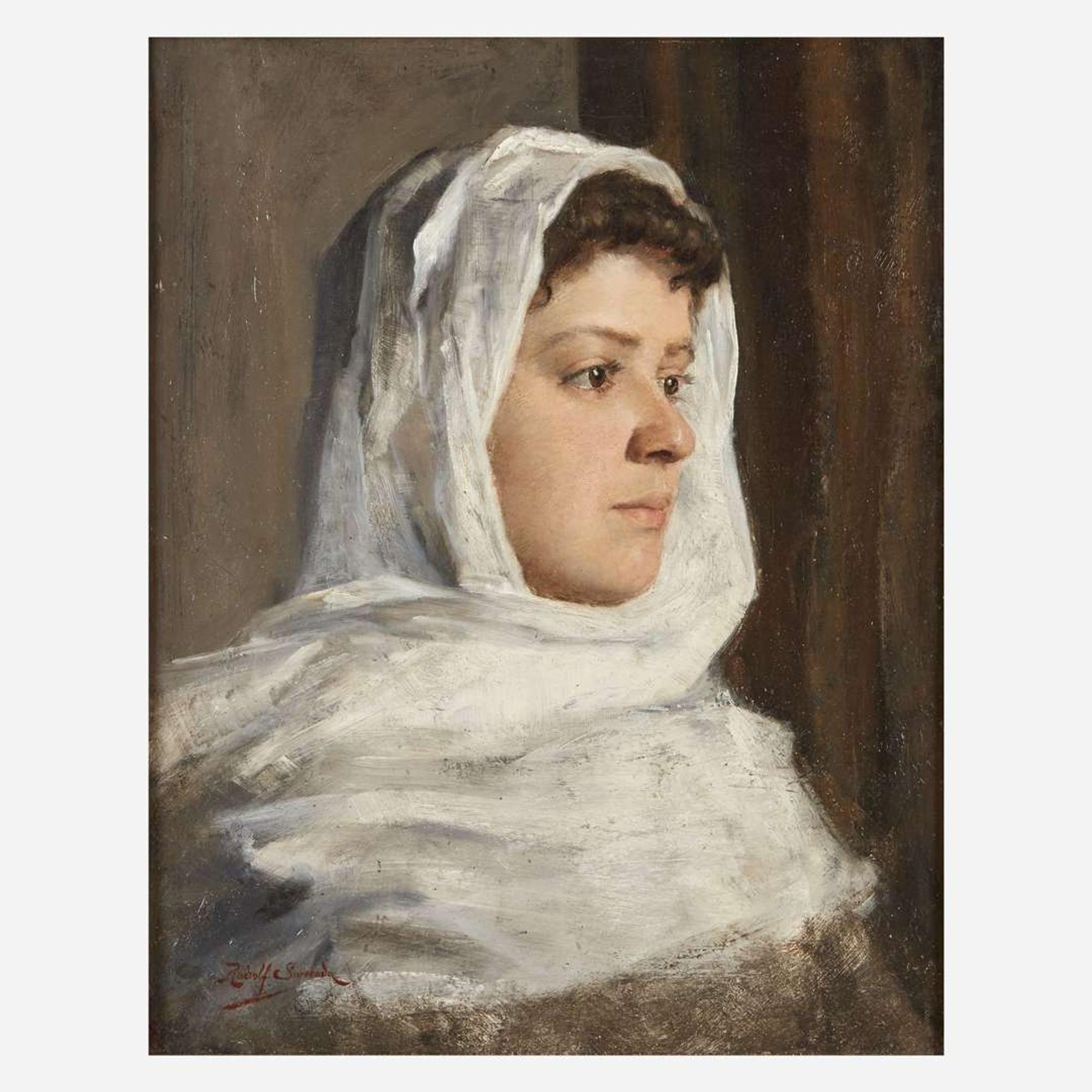 Rudolph Swoboda the Younger (Austrian, 1859–1914) Veiled Woman in Profile