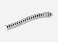 A 14K White Gold, Onyx, and Diamond Bracelet