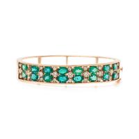 SYNTHETIC EMERALD AND DIAMOND BANGLE BRACELET