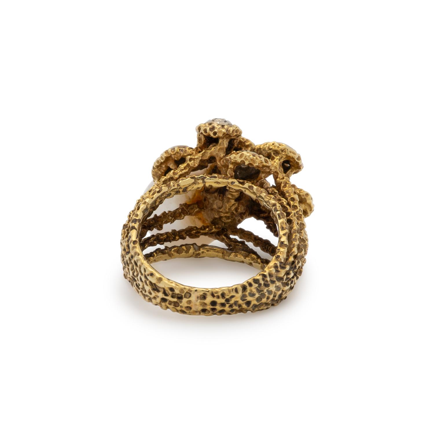 CULTURED PEARL AND DIAMOND RING