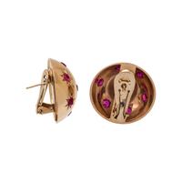 ROSE GOLD AND SYNTHETIC PINK SAPPHIRE EARCLIPS