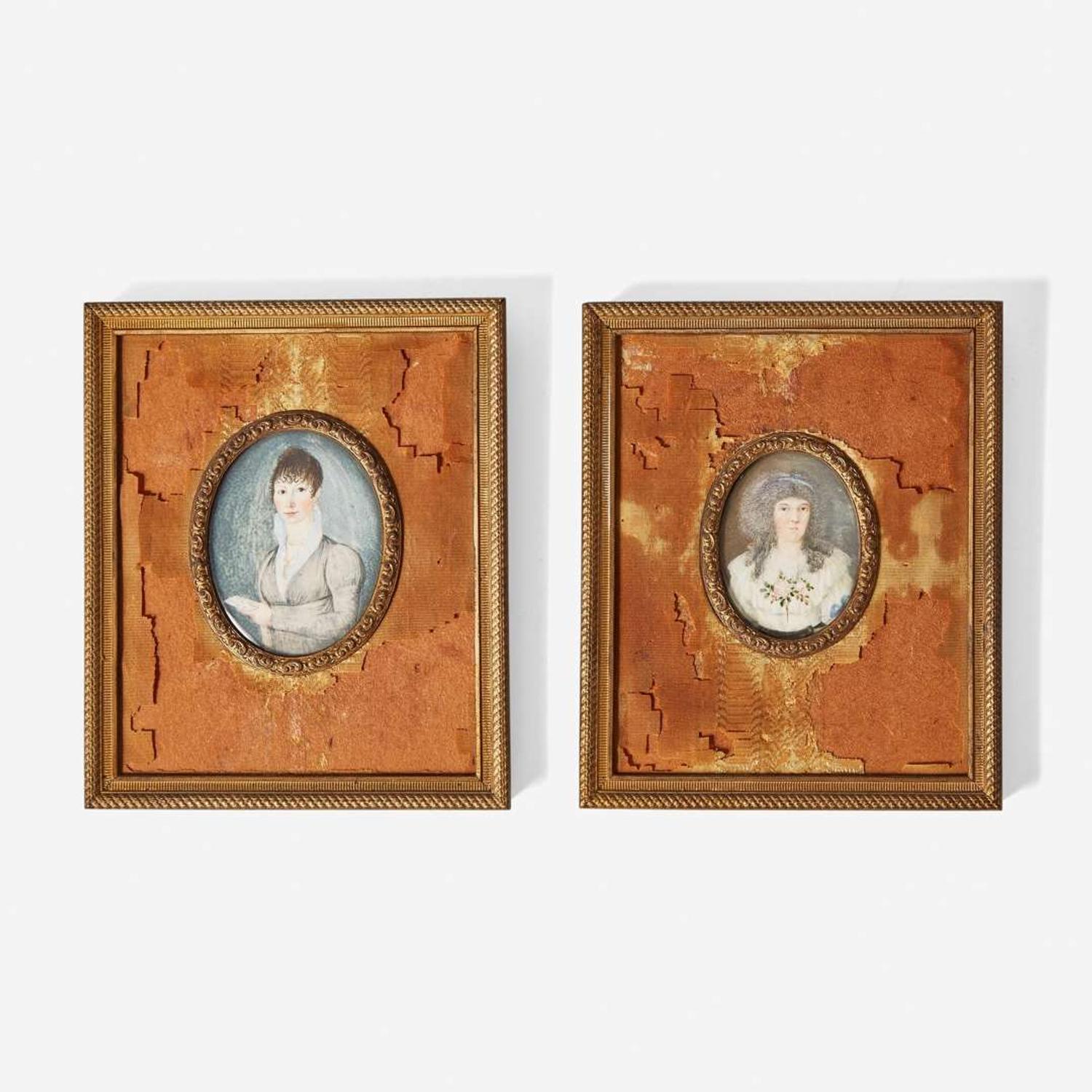 French or Austrian School 18th / 19th century Two Portrait Miniatures of Ladies